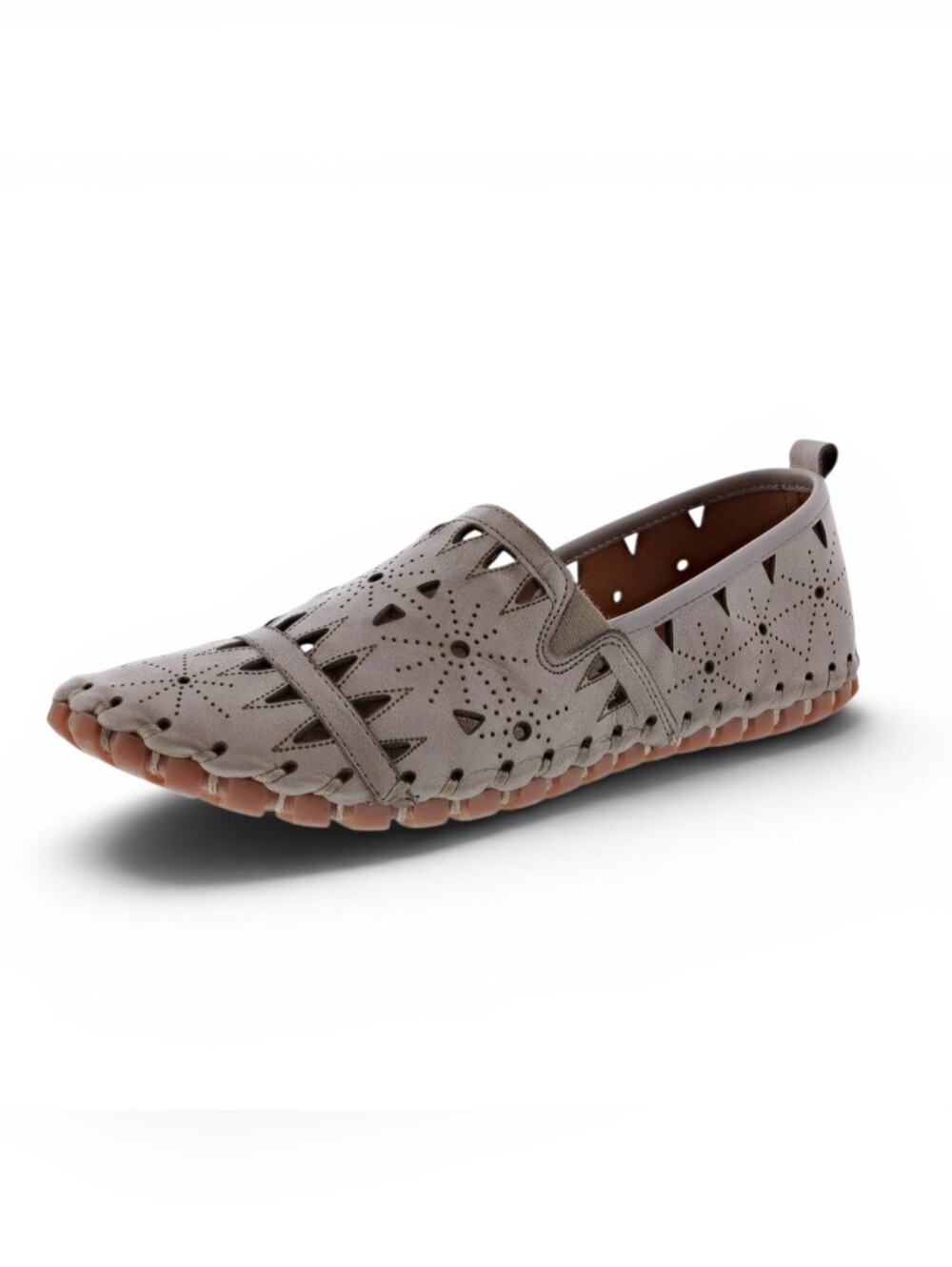 Spring Step Women’s Gray Cut-Out Slip-On Loafer Flats Leather Fusaro Sz 11 / 42